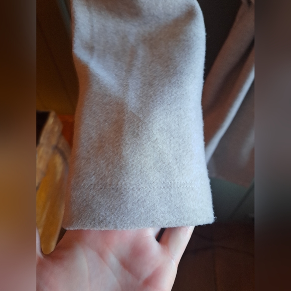 Haute Monde Tie waist hooded coat in color Oatmeal - Picture 4 of 5